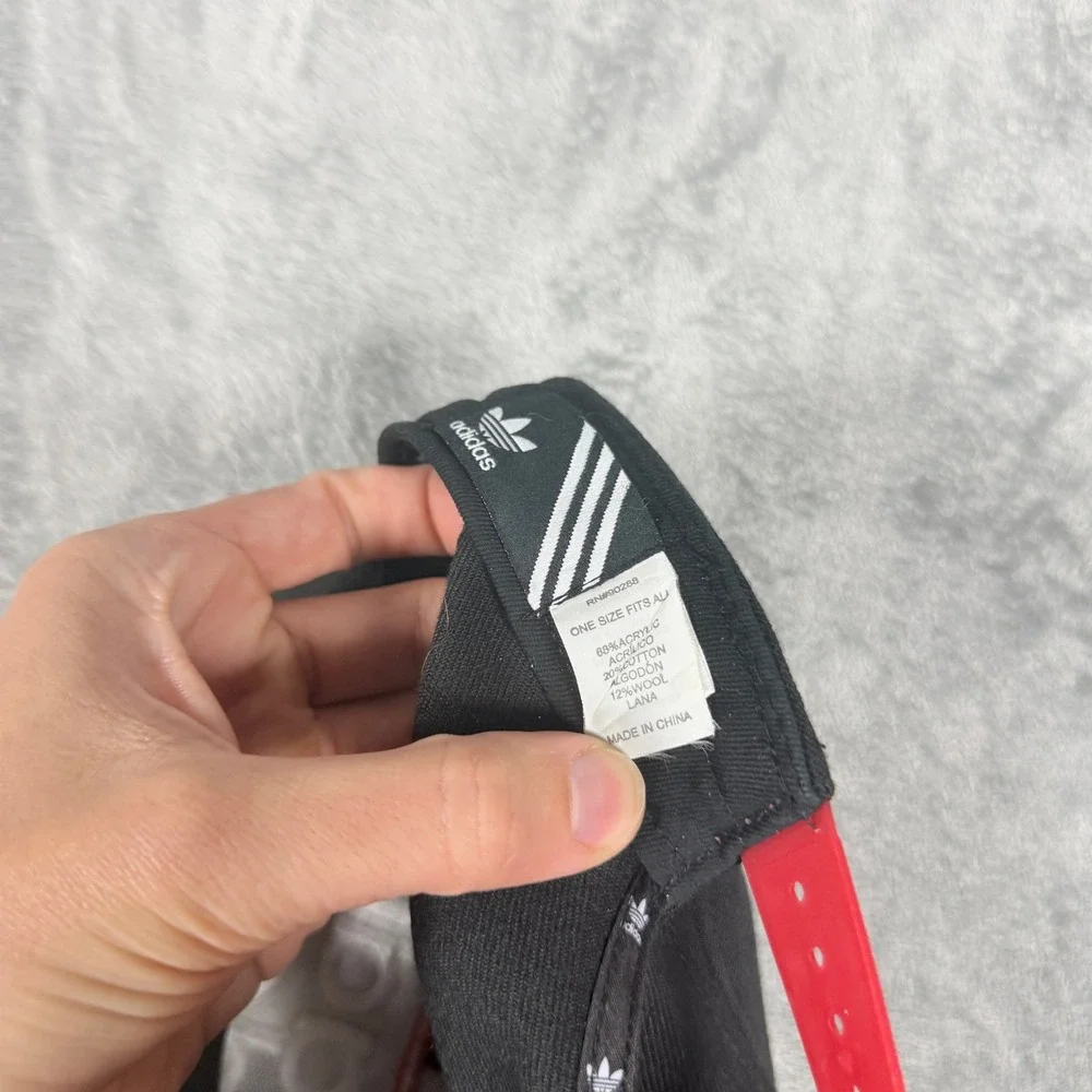 Adidas Snapback Hat Black Red White Trefoil Logo Cap